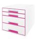 CASSETTIERA 4 CASSETTI BIANCO/fuxia Leitz Cube