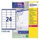 Etichetta adesiva L7159 bianca 100fg A4 63,5x33,9mm (24et/fg) Avery
