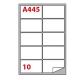 Etichetta adesiva A/445 bianca 100fg A4 99,6x57mm (10eti/fg) Markin