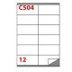 Etichetta adesiva C/504 bianca 100fg A4 105x48mm (12et/fg) Markin