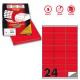 Etichetta adesiva C/500 rosso fluo 100fg A4 70x36mm (24et/fg) Markin