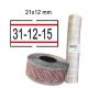 PACK 10 ROTOLI 1000 ETICH. 21x12mm BIANCO PERM. con RIGHE ROSSE Printex